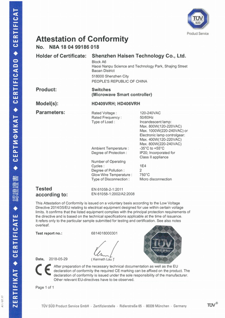 China Shenzhen HAISEN Technology Co.,Ltd. certificaciones